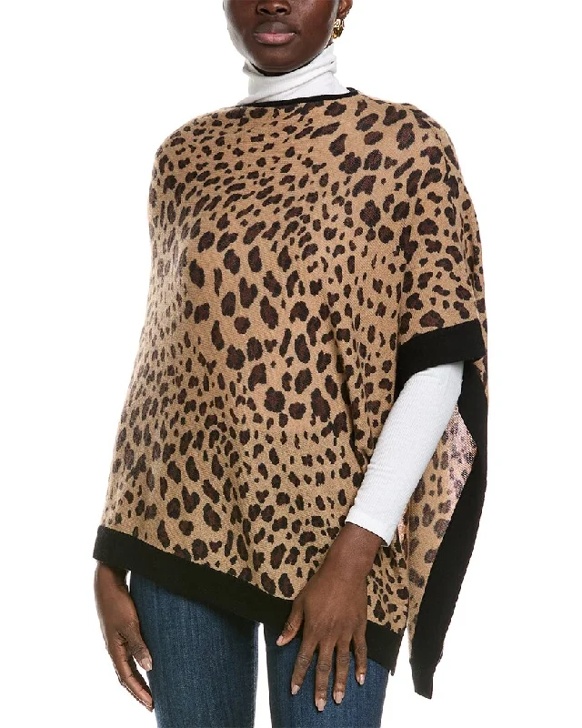 Women's Breathable Pullovers-Forte Cashmere Animal Print Drape Cashmere Poncho