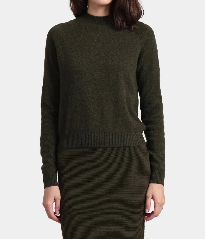 Women's Glitter Pleated Pullovers-Cashmere 9Gg Sweater In Army