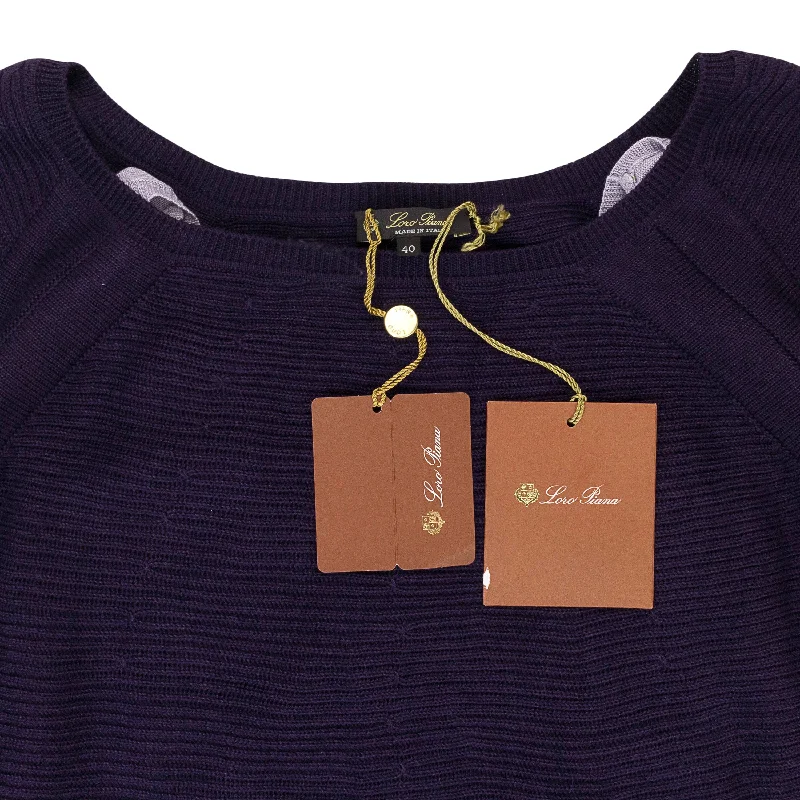 Women's Zip-Up Pencil Pullovers-CASHMERE SCOOP NECK DEEP PURPLE SWEATER