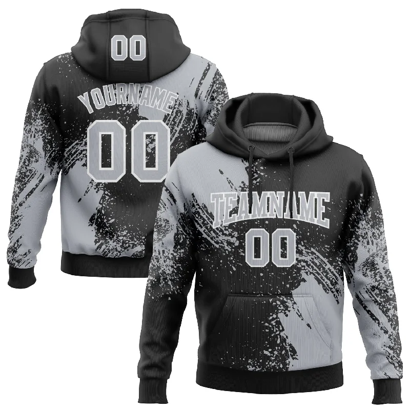 Women's Soft Hoodies-Custom Stitched Black Gray-White 3D Pattern Design Abstract Brush Stroke Sports Pullover Sweatshirt Hoodie