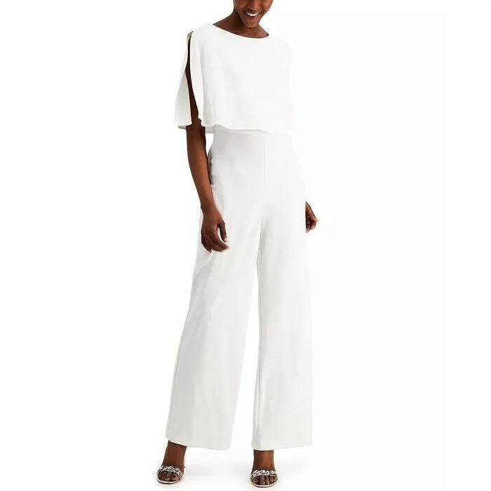 Women's Casual Draped Dresses-Connected Women's Popover Jumpsuit White Size 6 Petite - 6P