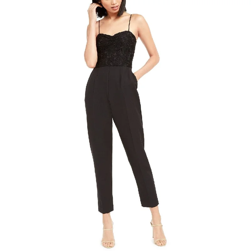 Women's Casual Date Print Dresses-Leyden Women's Lace Bustier Jumpsuit Black Size X-Small