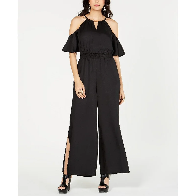 Women's Casual BBQ Dresses-Thalia Sodi Women's Cold-Shoulder Wide-Leg Jumpsuit Black Size Small