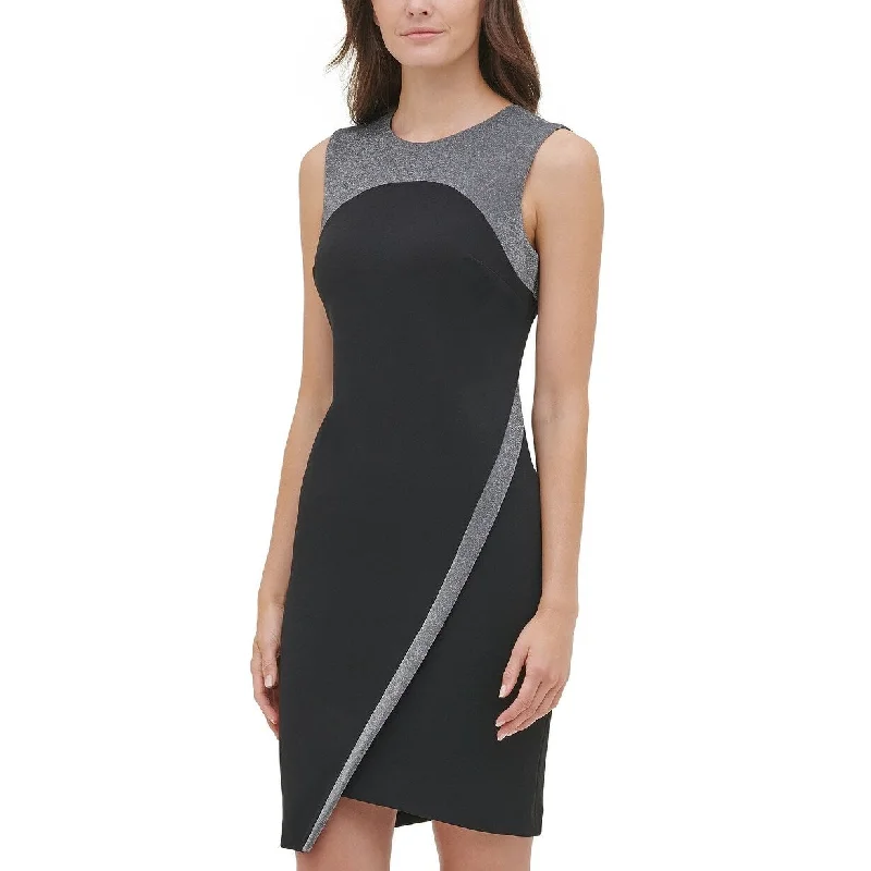 Women's Casual Raglan Sleeve Dresses-Tommy Hilfiger Women's Metallic-Trim Sheath Dress Silver Size 8 P