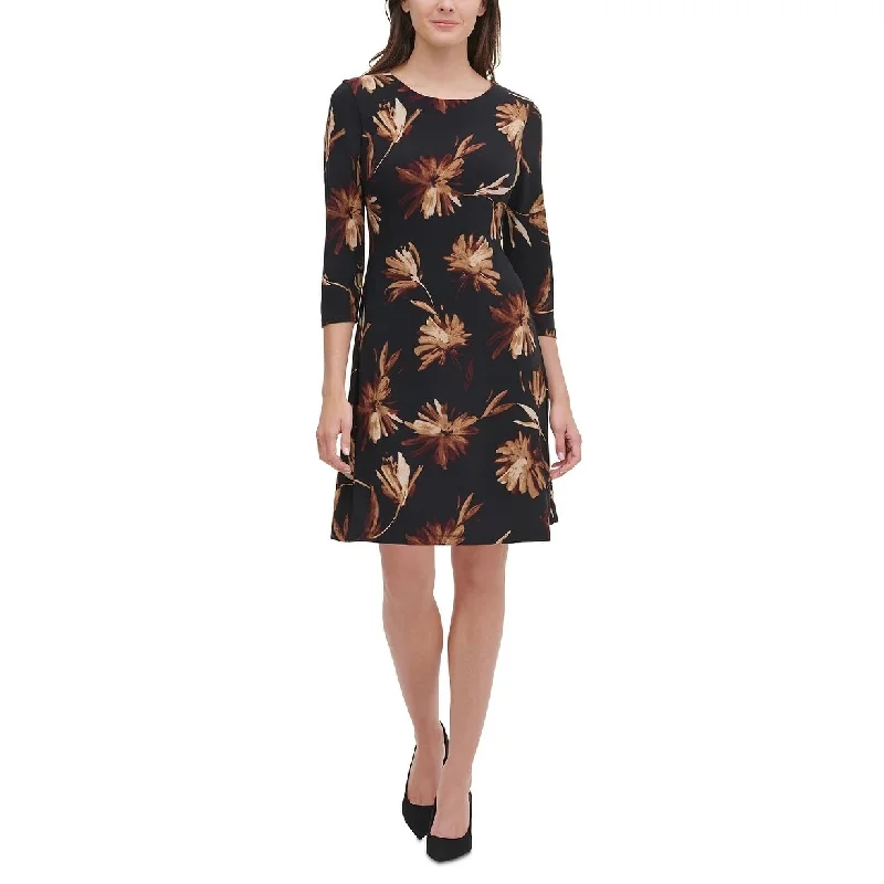 Women's Casual Office Dresses-Tommy Hilfiger Women's Miranda Floral Dress Charcoal Size 10