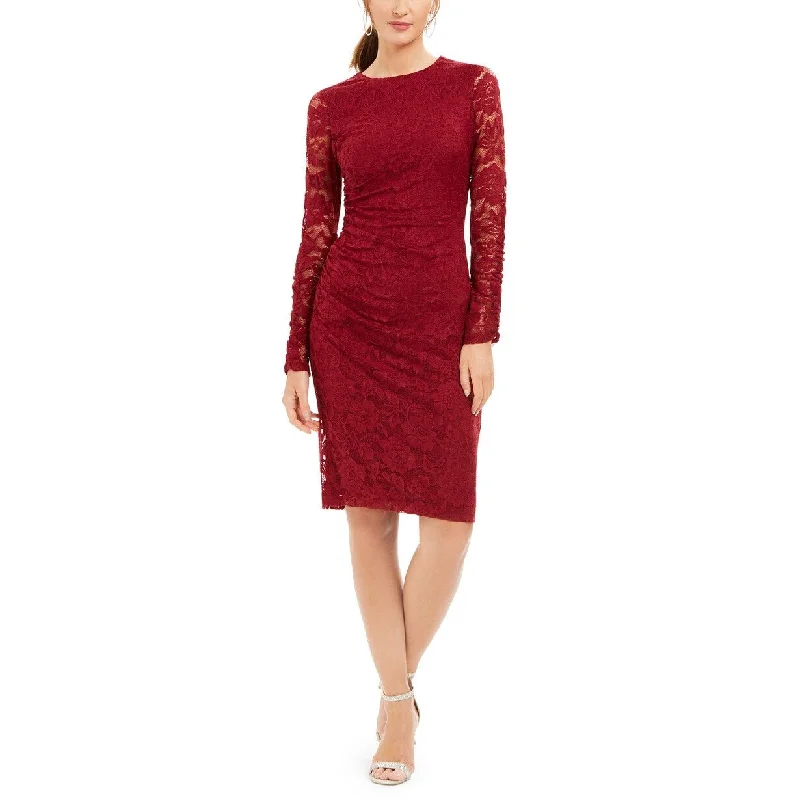 Women's Casual Midi Floral Dresses-Vince Camuto Women's Stretch Lace Bodycon Dress Red Size 4