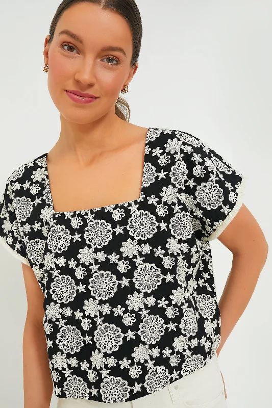 Black & Ivory Eyelet Vivienne Blouse