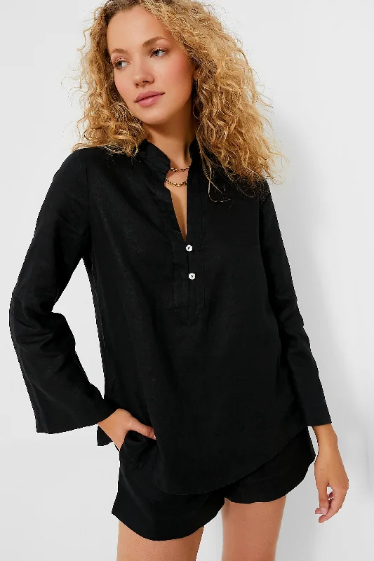 Black Linen Tatum Popover