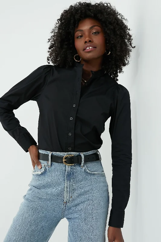 Black Puffed Shoulder Shirt