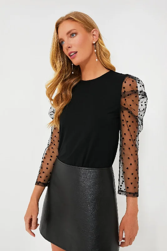 Black Tulle Sleeve Darla Blouse