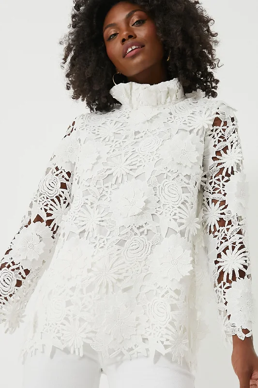 Blanc Guipure Lace Faye Top