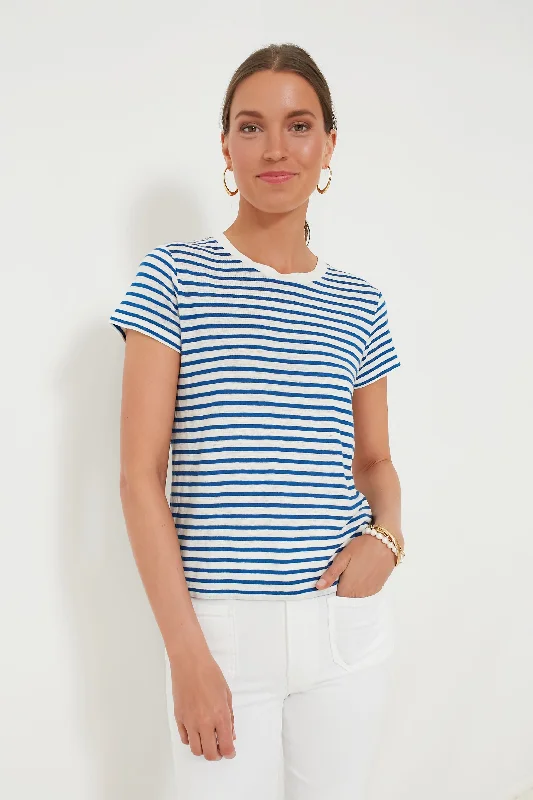 Blue and White Prospect Tee in Stripe