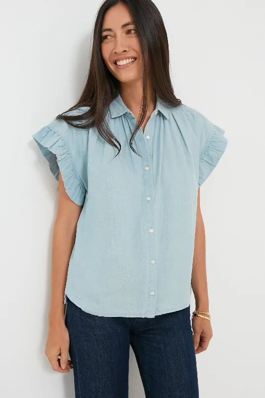 Chambray Marianne B Ruffle Sleeve Shirt