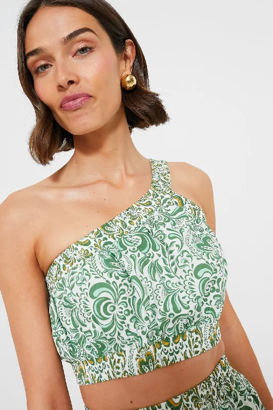 Green Floral Gina Crop Top