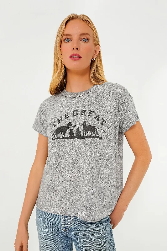 Heather Grey The Boxy Crew with Gaucho Graphic