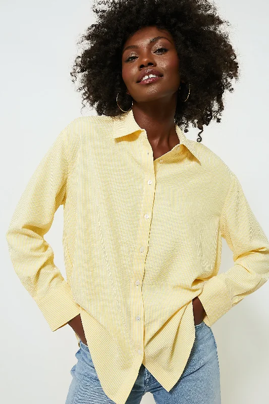 Lemon Seersucker Stripe Nadine Boyfriend Button Down