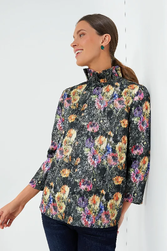 Midnight Primrose Jacquard Faye Blouse