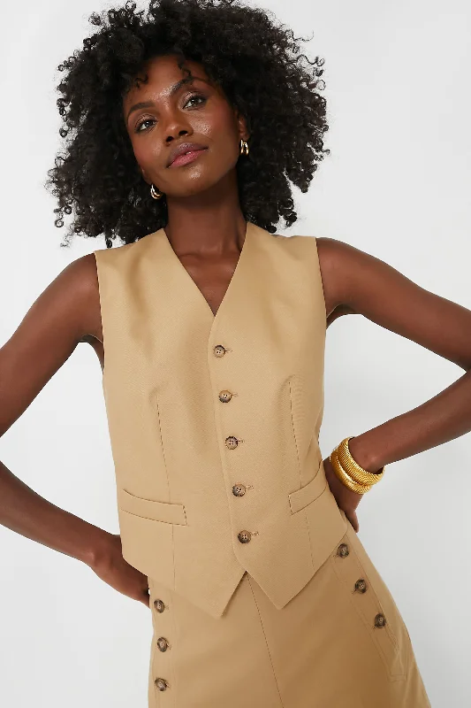 Monument Tan Cotton Blend Pauline Vest