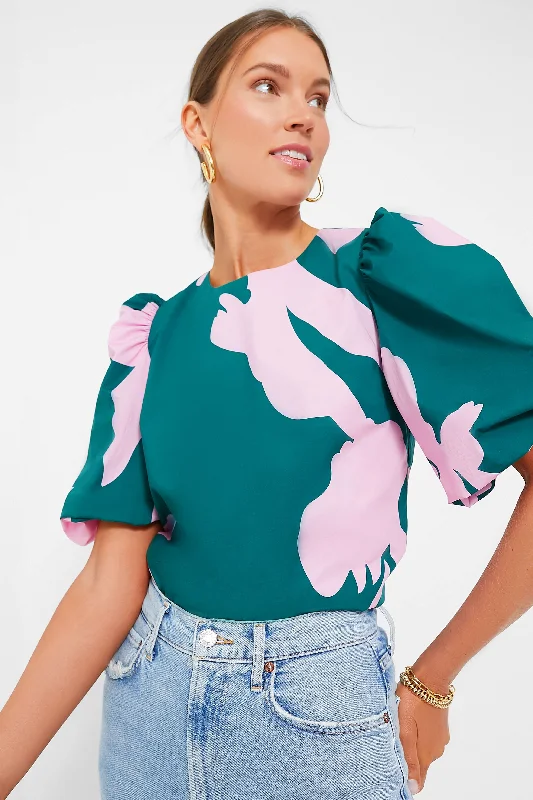 Pink & Green Penelope Puff Sleeve Top