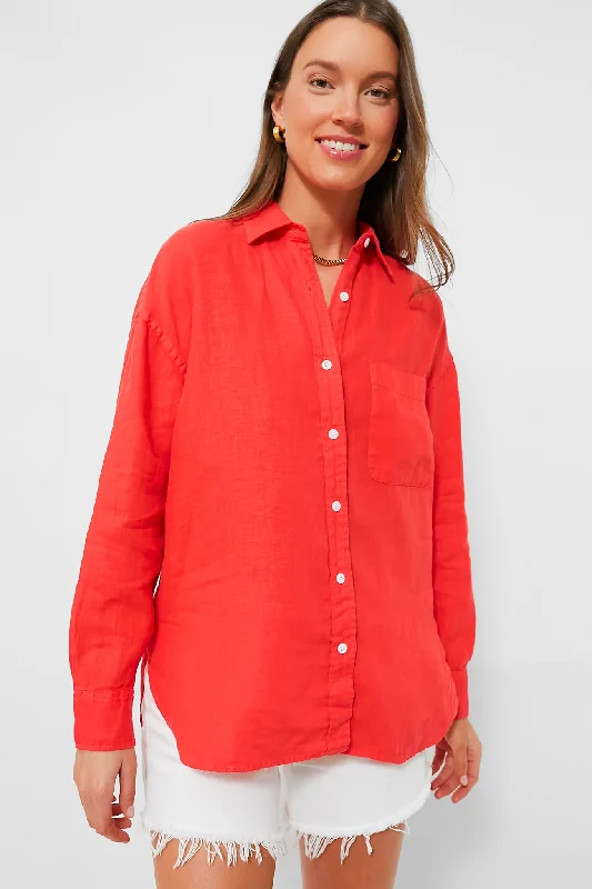 Poppy Red Laguna Linen Relaxed Shirt