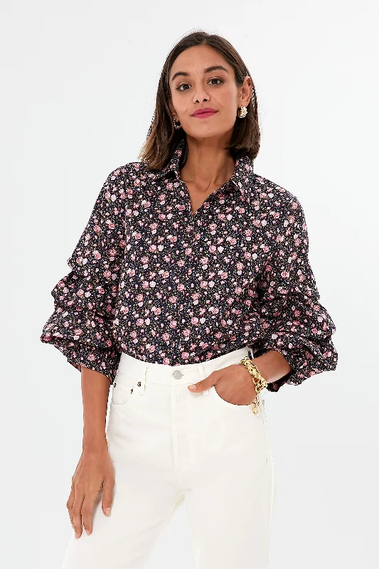 Ruffle Sleeve Button Down Noah Blouse