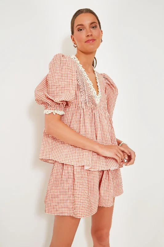 Terracotta Gingham Mia Top