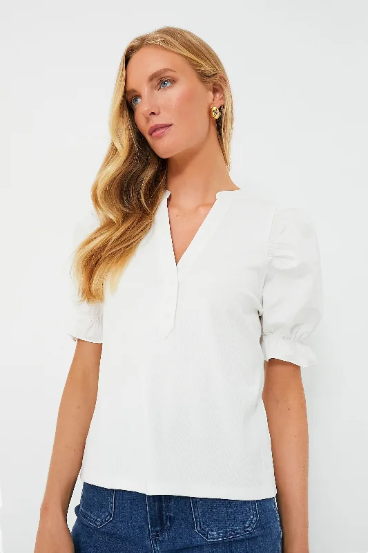 White Livia Puff Sleeve Top