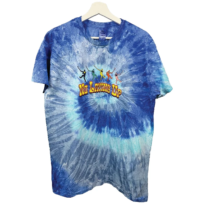 Women's Bow Detail T-Shirts-No Laying Up Dancing Wayward Tie Dye T-Shirt | Blue