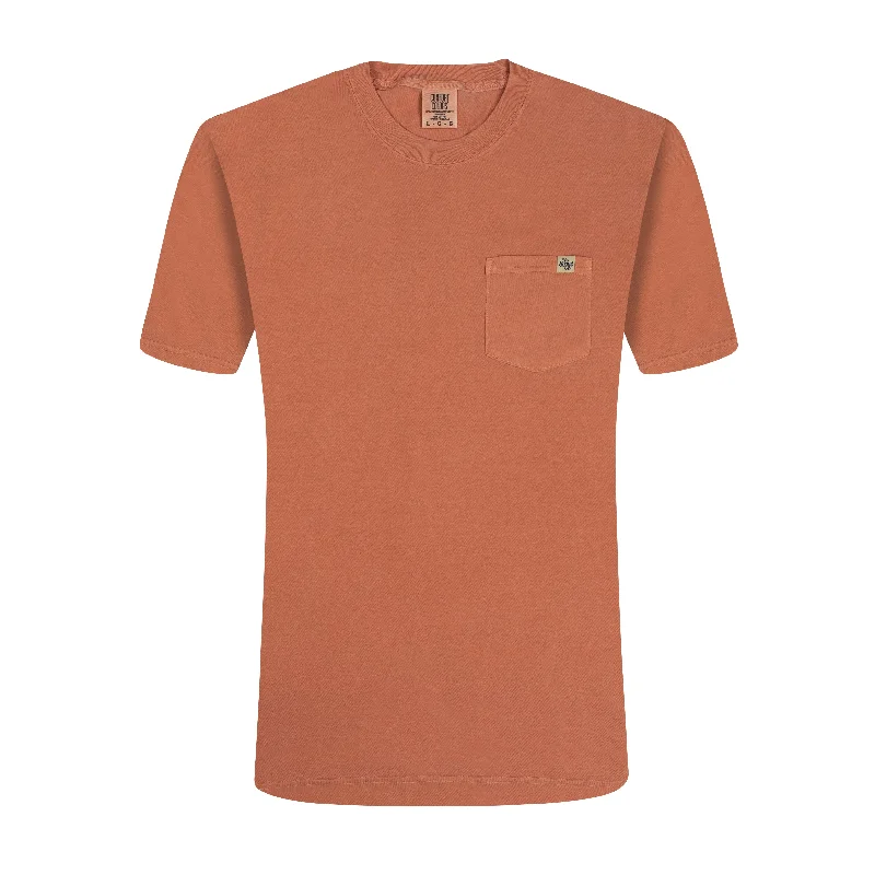 Women's Burnout T-Shirts-No Laying Up Minimalist Pocket T-shirt | Terracotta