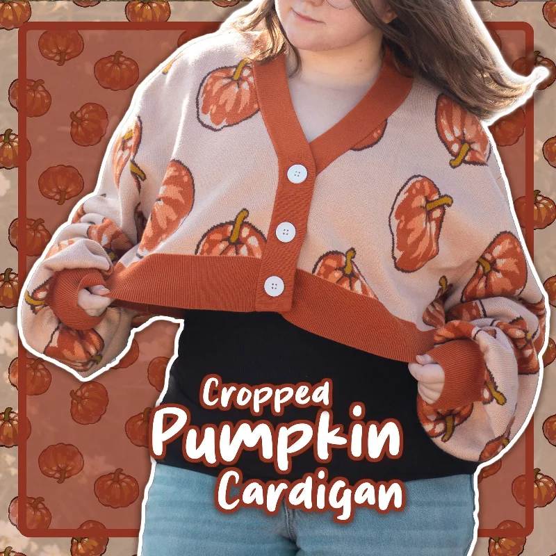 Women's Breathable Cardigans-Cropped Pumpkin Cardigan