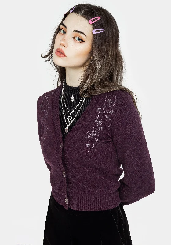 Women's Glitter Pencil Cardigans-Poe Embroidered Cardigan