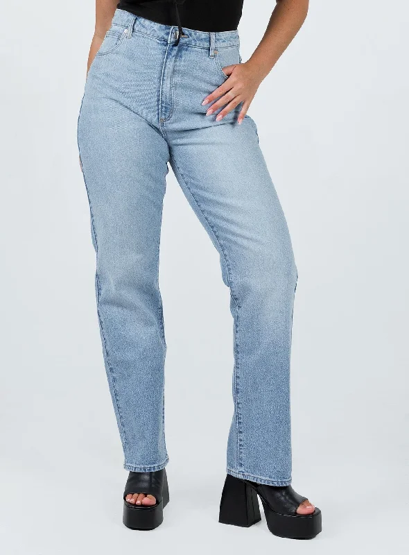 Women's Party Pants-Abrand 94 High Straight Hailey Light Wash Denim