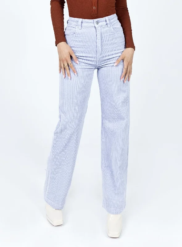 Women's Pleated Front Pants-Abrand 94 High & Wide Dusty Blue Cord