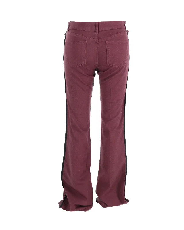 Women's Sailor Pants-Alexander McQueen Flared Jeans in Burgundy Cotton