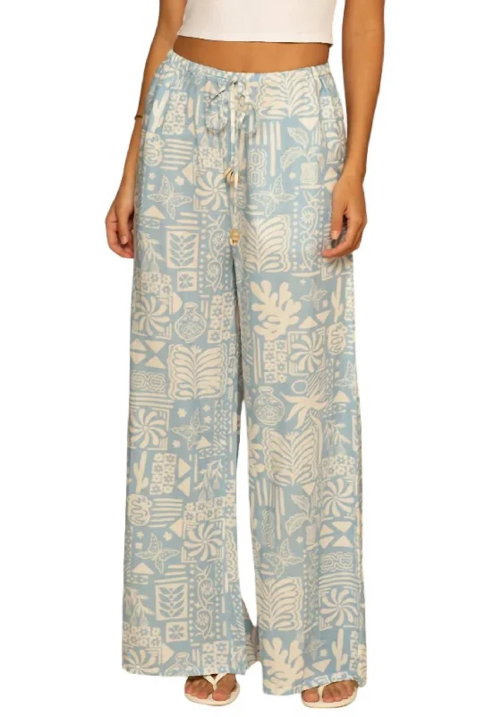 Women's Dark Wash Pants-Beaded Beach Pant In Caribbean