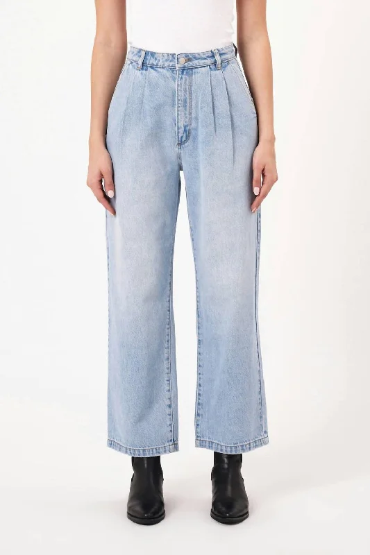 Women's Chino Pants-Chloe Pleat Denim Pants In Light Blue