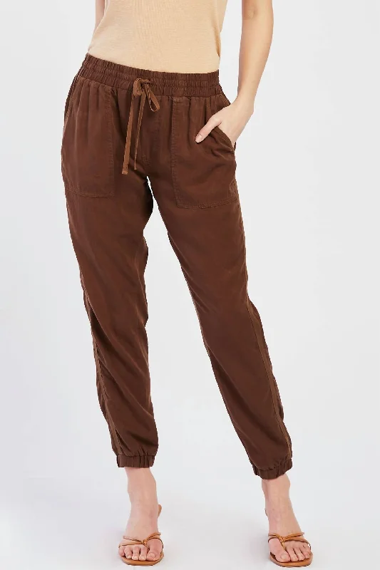 Women's Tie-Waist Pants-Cocoa Jogger Pant In Brown