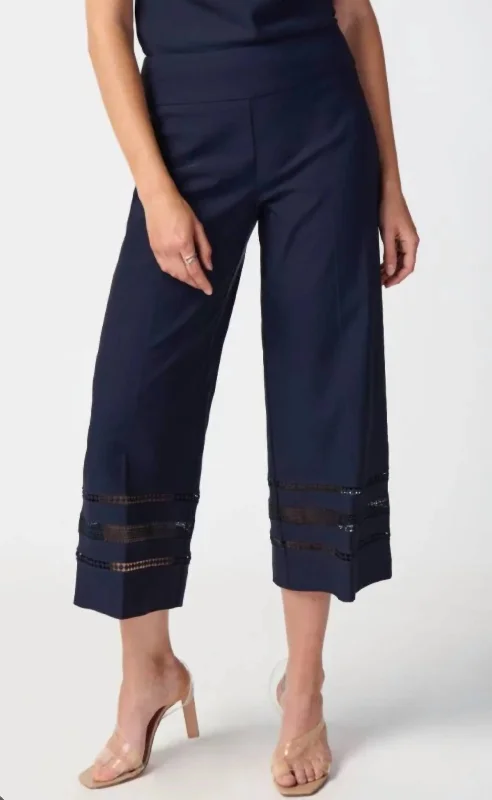 Women's Paperbag Waist Pants-Culotte Pant In Midnight Blue