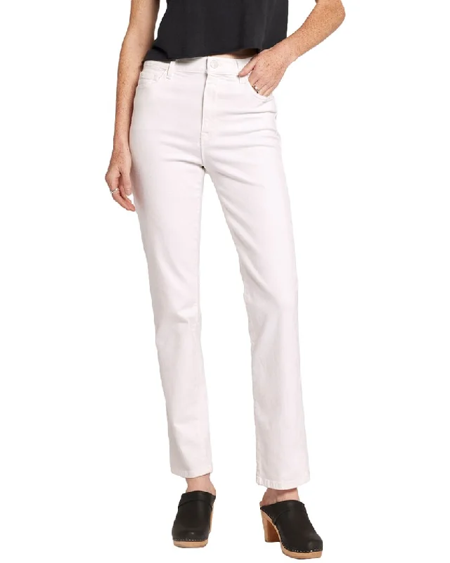 Women's Satin Pants-Current/Elliott The Soulmate Blanc Straight Leg Jean