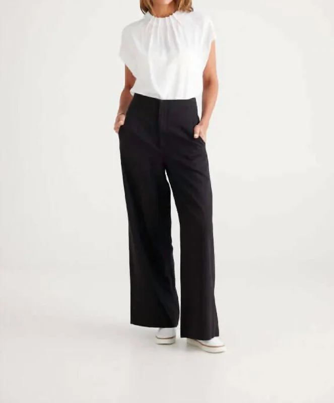 Women's Breathable Pants-Dana Wide Leg Pants In Black