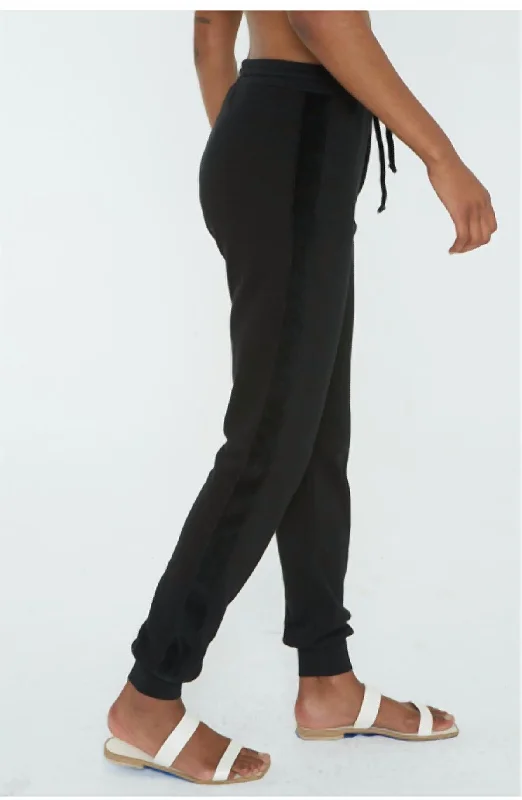 Women's Checkered Pants-Dift Velvet Stripe Pant In Black