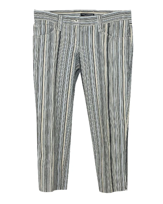 Women's Cargo Pants-Dolce & Gabbana Striped Pants In Multicolored Cotton