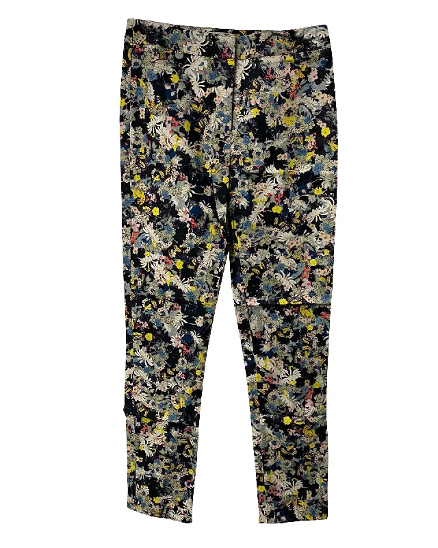 Women's Cotton Pants-Erdem Straight Leg Trousers in Floral Viscose