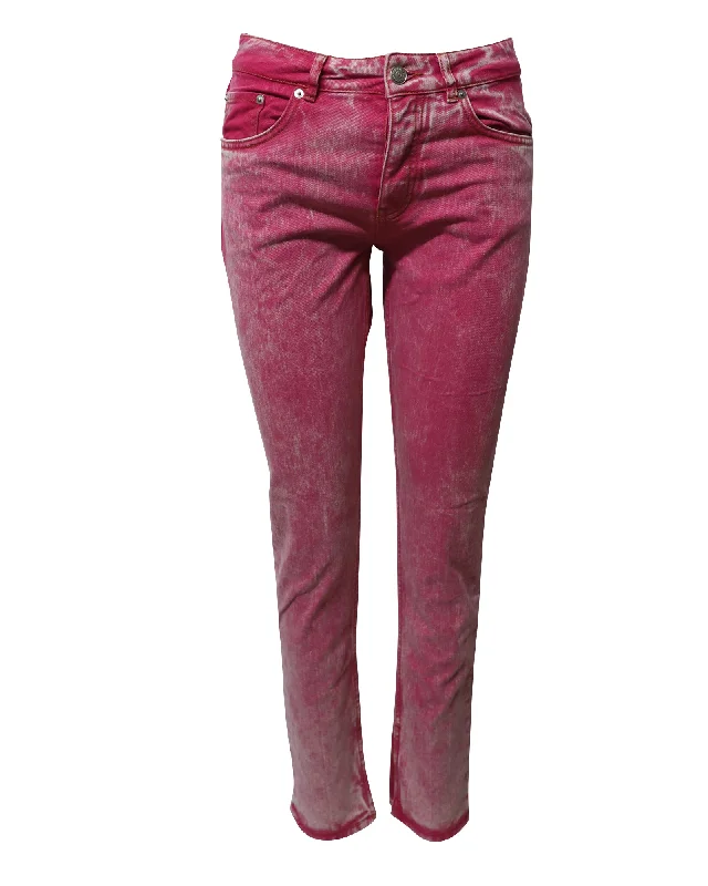 Women's Split Leg Pants-Ganni Washed Jeans in Pink Cotton