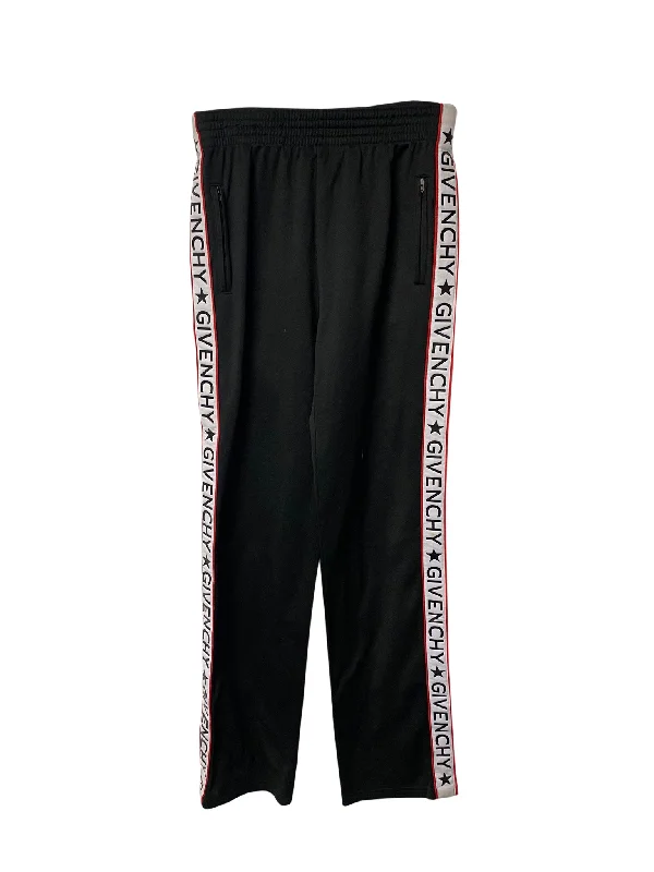 Women's Elastic Cuff Pants-Givenchy Logo Tape Track Pants in Black Polyester