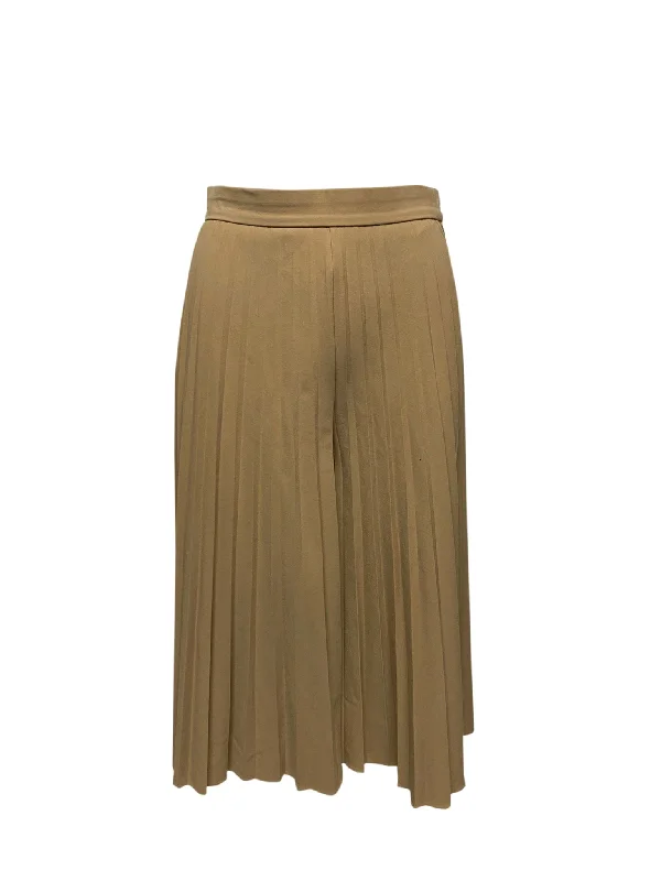 Women's Jewel Tone Pants-Givenchy Pleated Palazzo Pants in Beige Polyester