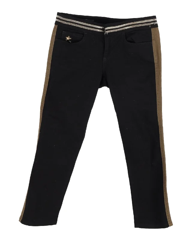 Women's All-Season Pants-Gucci Side Stripe Jeans in Black Cotton