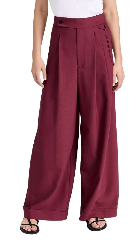 Women's Leather Pants-Hanbury Pant In Maroon