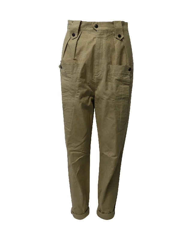 Women's Full-Length Pants-Isabel Marant Cargo Pants in Brown Cotton