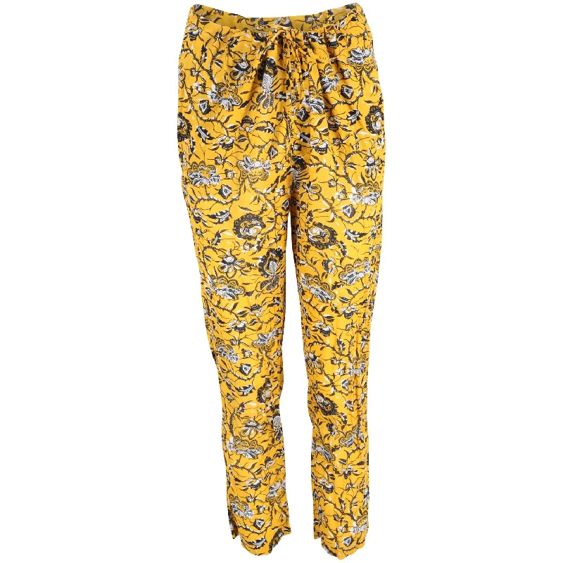 Women's Winter Pants-Isabel Marant Etoile Paisley Print Lounge Pants in Yellow Cotton